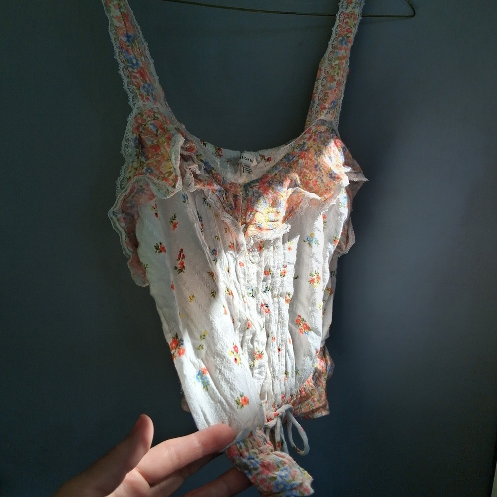 Hippie Boho Festival Crop Top Ditsy EUC M Floral - Picture 4 of 5